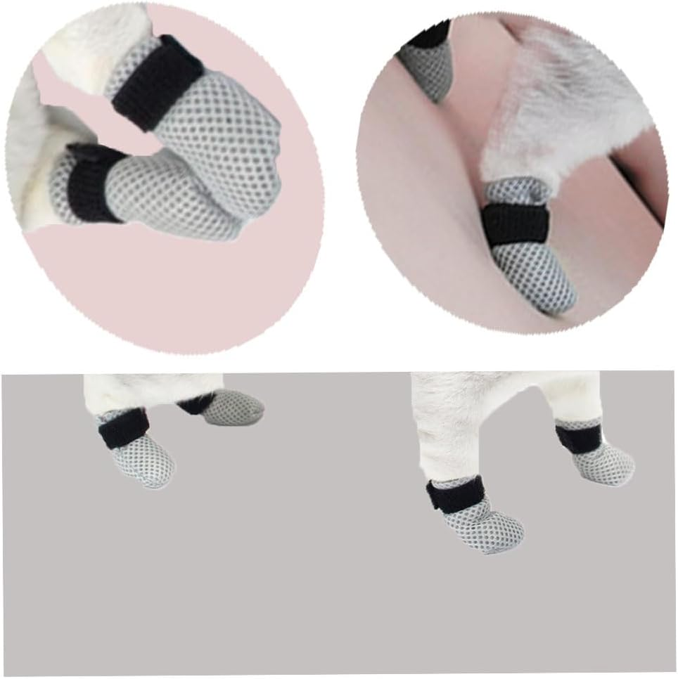 Changyeah Pack of 4 Paw Protectors for Dogs and Cats, Scratch-Resistant, Adjustable Mesh Gloves (Grey) image number 4