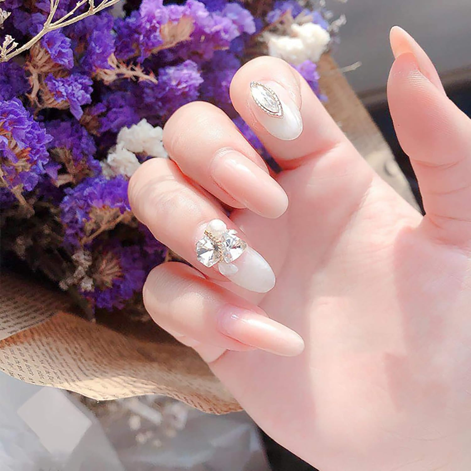 12 Grains Nail Art Rhinestones Nail Art Gems Decorative Nails DIY Super Flash Point Bottom Diamond Transparent image number 3