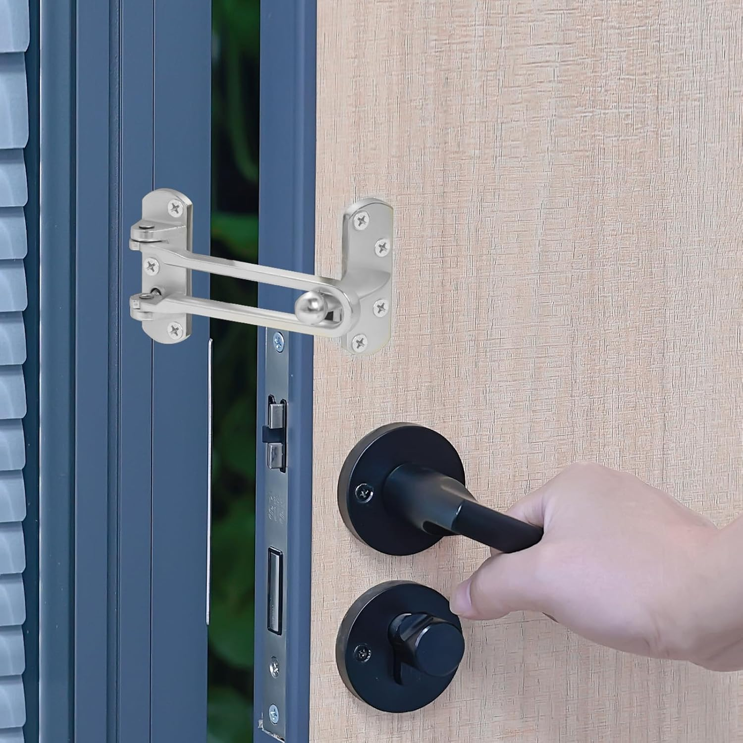 Fsfsdg 2 Pack Latch Guard Clasp Front Door Locks Home Security Door Lock for Swing-In Doors, Hotel Door Latches image number 3