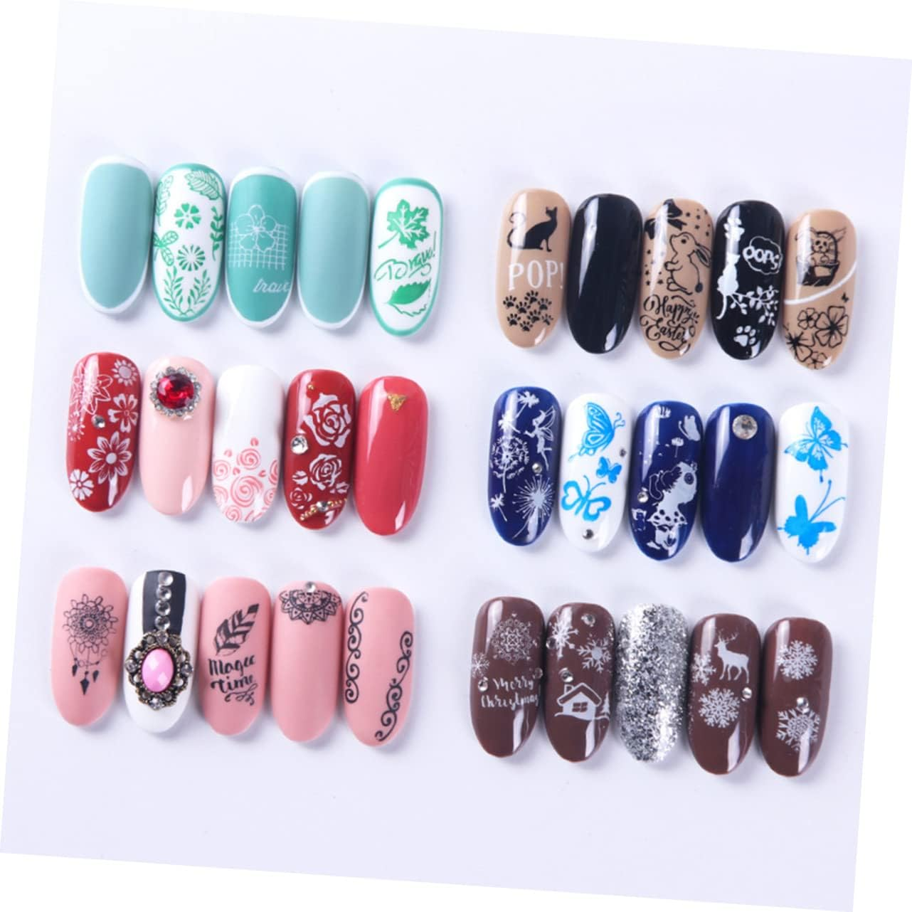 Baluue Nail Stamping Plates 6 Pieces Floral Butterfly Templates Manicure Stamping Plates Print image number 6