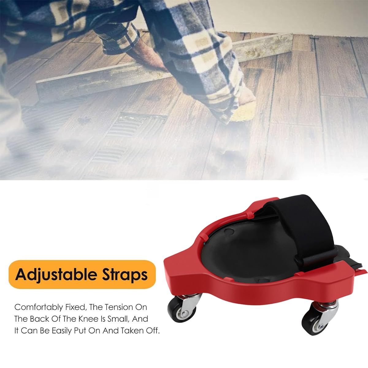 AIMALL Rolling Knee Pad with Universal Wheels Ergonomic Kneeling Mat for Bricklayer Floor Tile Car Repair Gardening Red Black Nylon ABS Metal 8.7In X 3.5In X 11.6In image number 5