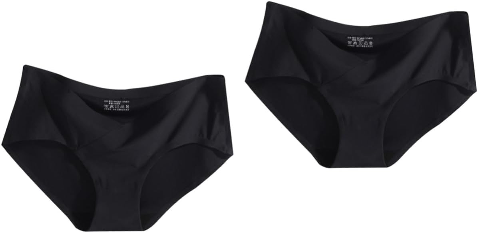 Amosfun Women'S Panty Stretch Briefs Low Waist Ice Silk Maternity Seamless Underwear 3 Pack