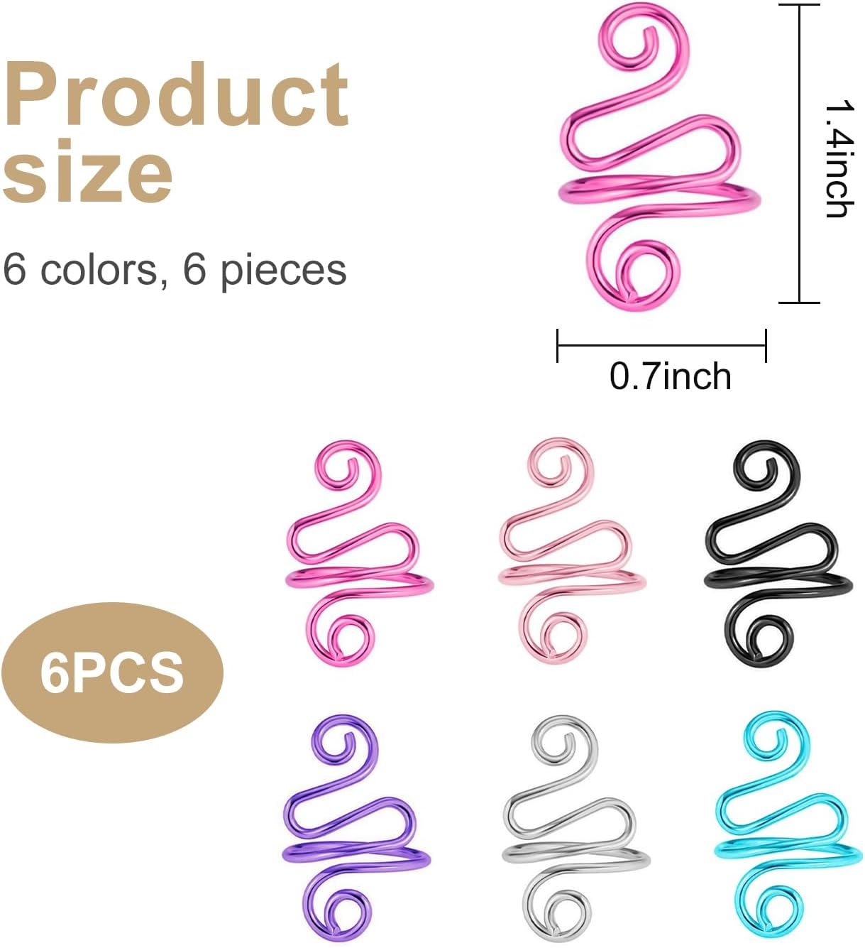 6 Pcs Crochet Ring, Funcyboo Tension Rings Adjustable Hook Knitting Crochet Yarn Tension Ring Yarn Holder Loop Ring for Knitting Lovers Crocheters (6 Colors) image number 3