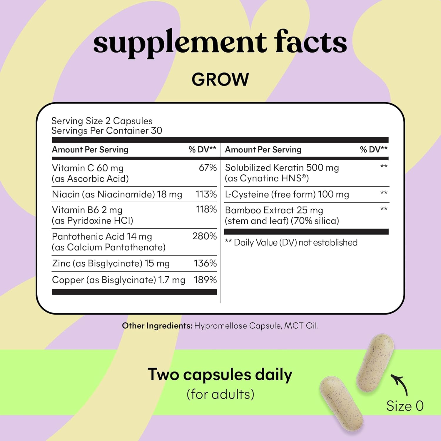 Lemme Grow Hair Growth Supplement for Women, Clinically Proven Keratin Complex for Visibly Thicker Hair and Scalp Coverage, Reduced Shedding, Nourish Thinning Hair - 1 Month Supply image number 3