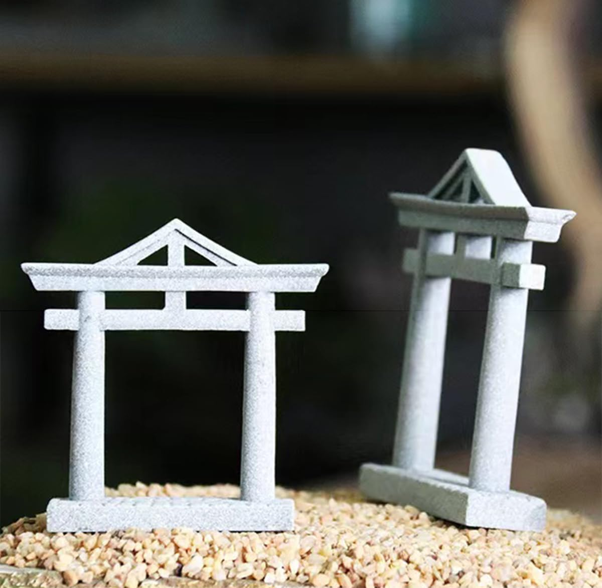 Livelyfish Japanese Fish Tank Decorations Asian Aquarium Decor Torii Gate Ornament Japanese Shrine Oriental Pagoda Aquarium Sandstone Bridge Statues Betta Fish Decorations for Tank, L2 image number 1