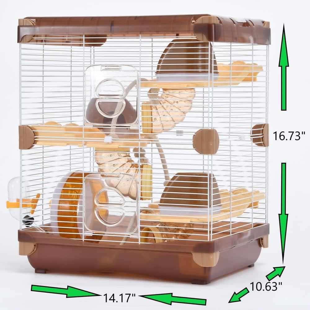 YIBOPET Hamster Cage Small Animal Cage 3 Layers Cage Size：14.17"(W) X10.63(L) X16.73 (H) Suitable for Hamsters up to 3.5 Inch in Length image number 1