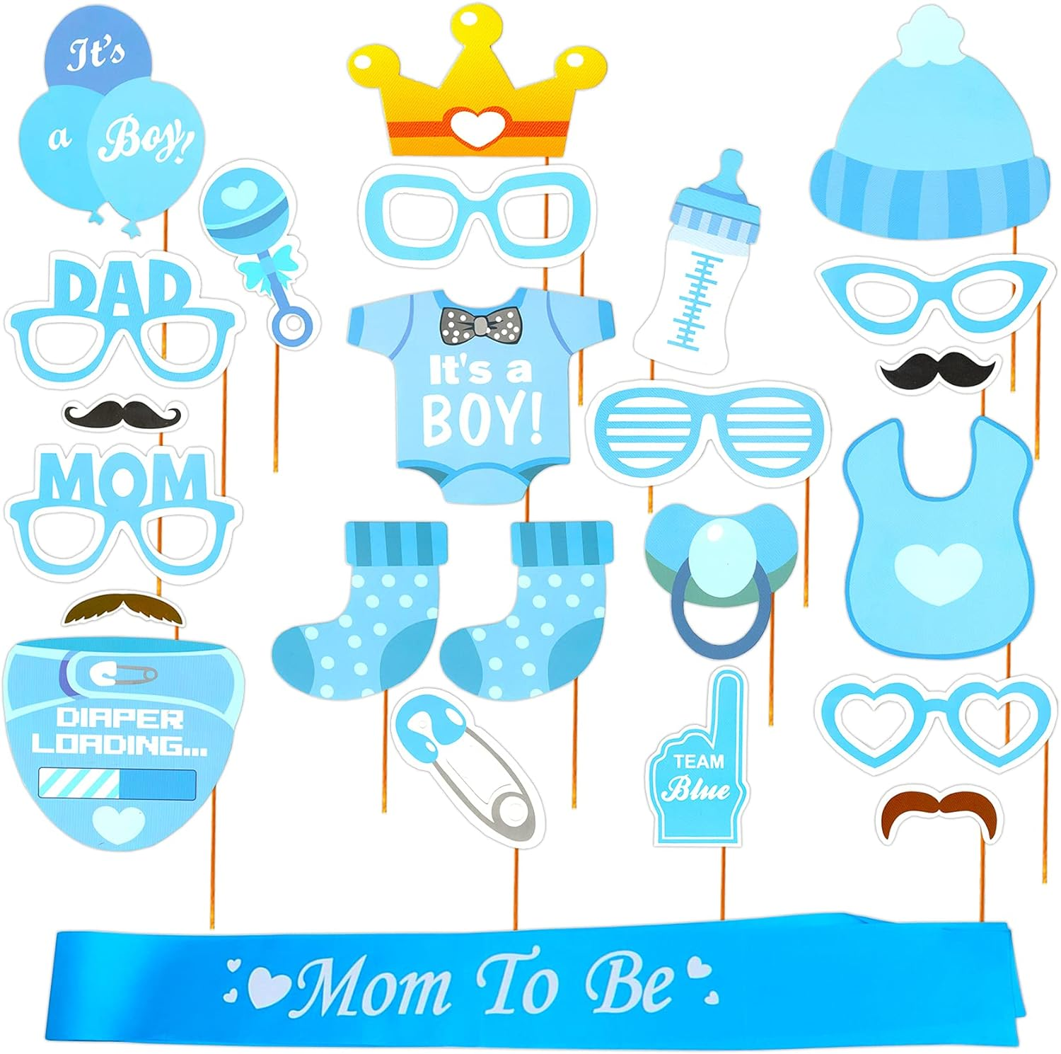 Its a Boy Photo Booth Props Mom to Be Sash Decorations for Gender Reveal