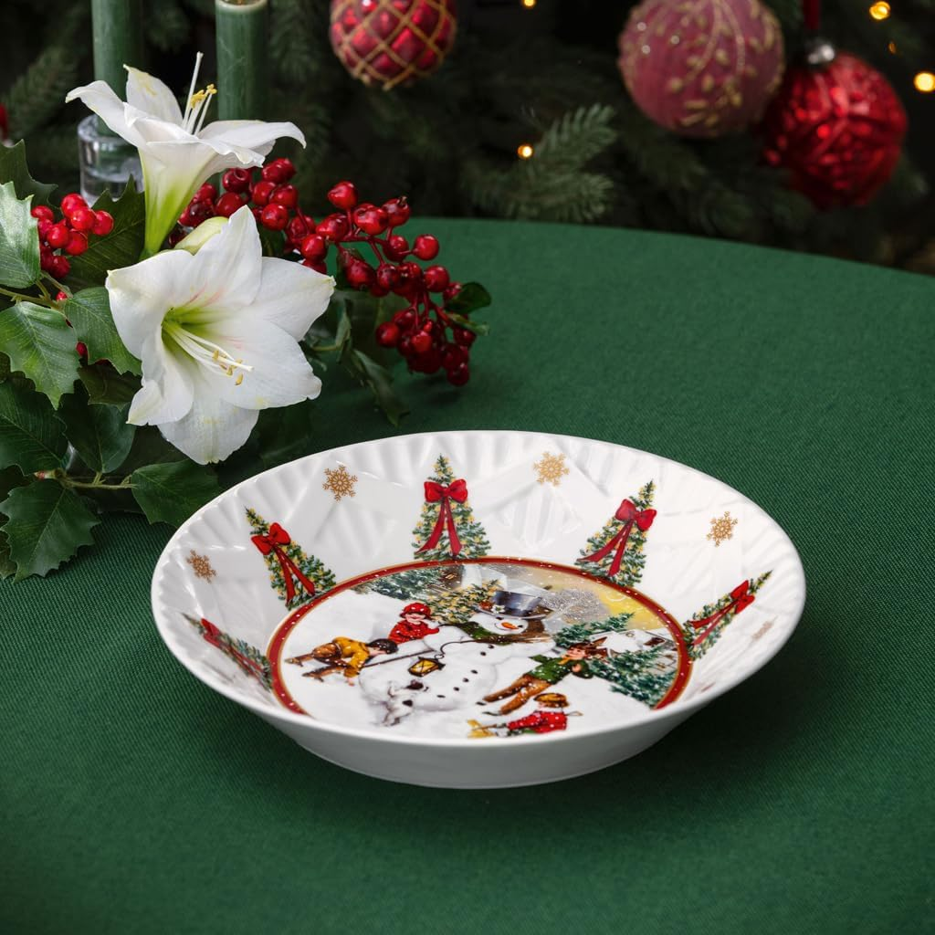 Villeroy & Boch Toy'S Fantasy Bowl Large Snowman Colourful Bowl, Christmas Bowl, Serving Bowl, Christmas Tableware Toys, Christmas Decoration Ceramic, Premium Porcelain