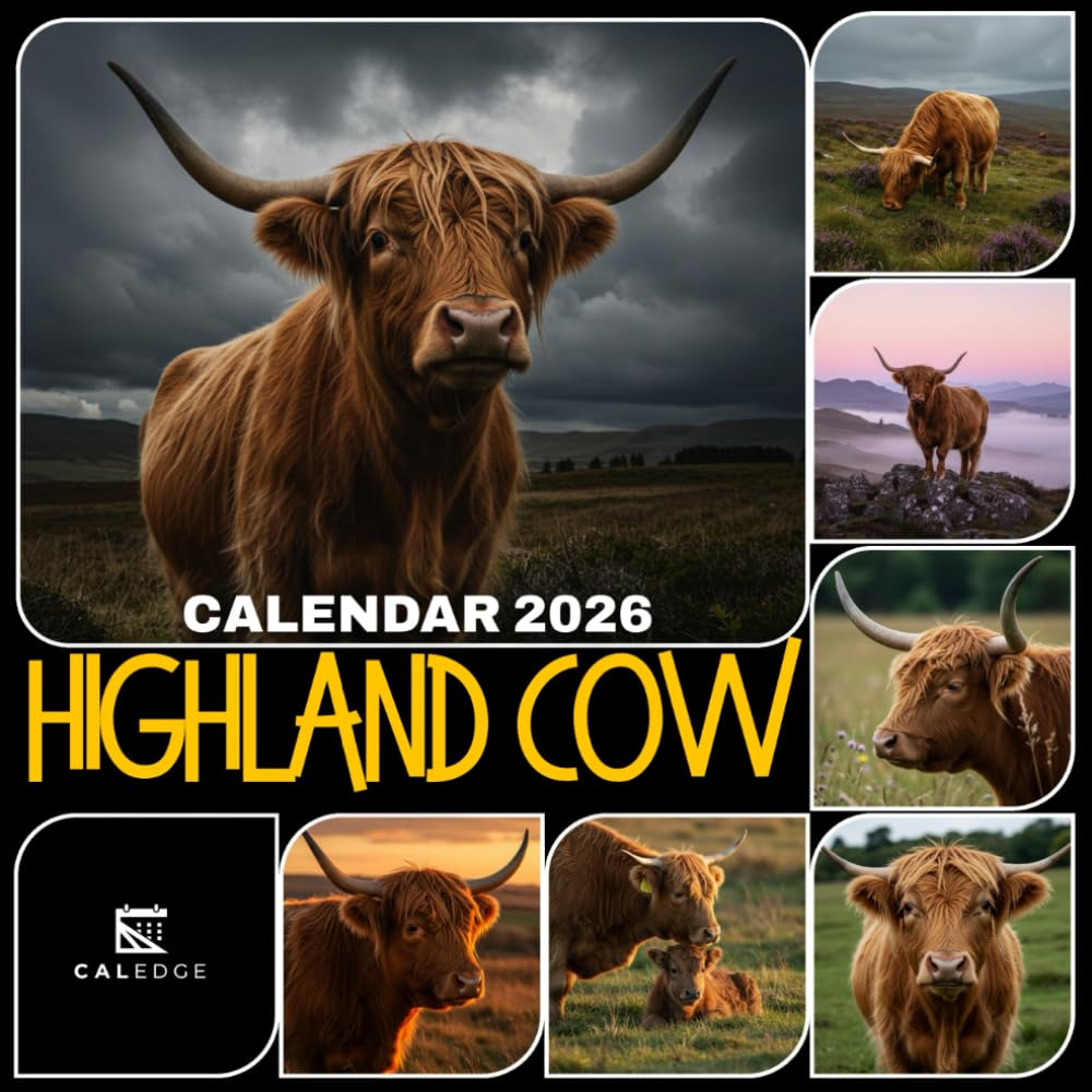Highland Cow Calendar 2026: Monthly Planner Featuring Shaggy Scottish Cattle in Majestic Landscapes