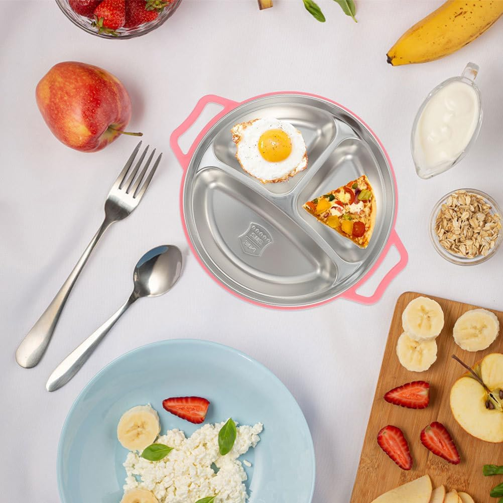 Angoily Compartment Plate Toddler Plate Steel Plate Compartment Trays Metal Plate Divided Plates for Adults Divided Dinner Tray Diet Plate Camping Luncheon Plates Food Pp -Usable image number 6
