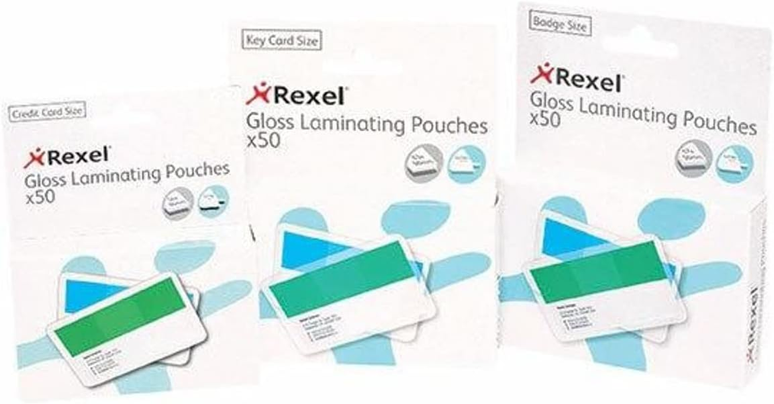 Rexel 2 X 180 Micron Laminating Pouch Badges 50 Pack, 98 Mm Width image number 1