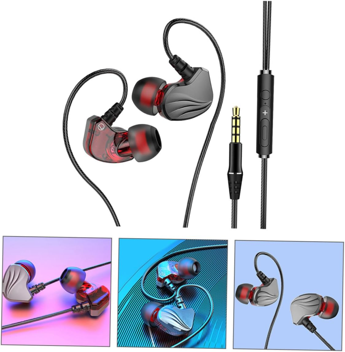GAXIRE 3.5Mm Plug In-Ear Headphones Wired Earphone Heavy Bass Universal Earphones for Mobile Phone and Tablet Gunmetal Color for Audio