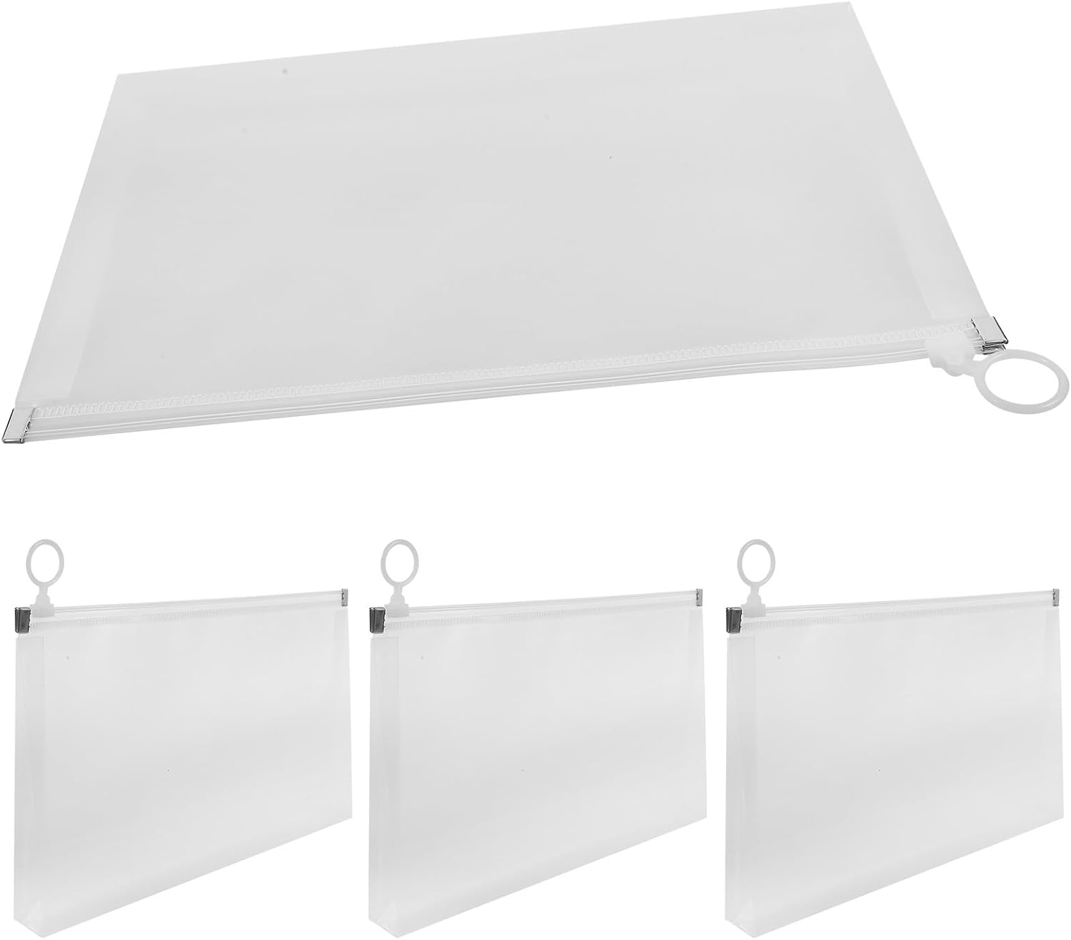 OFFSCH 4Pcs B5 Size Document Pouch with Zipper, Large Capacity File Organizer Bag, Frosted White Edge Cash and Document Storage for Office and Travel image number 3