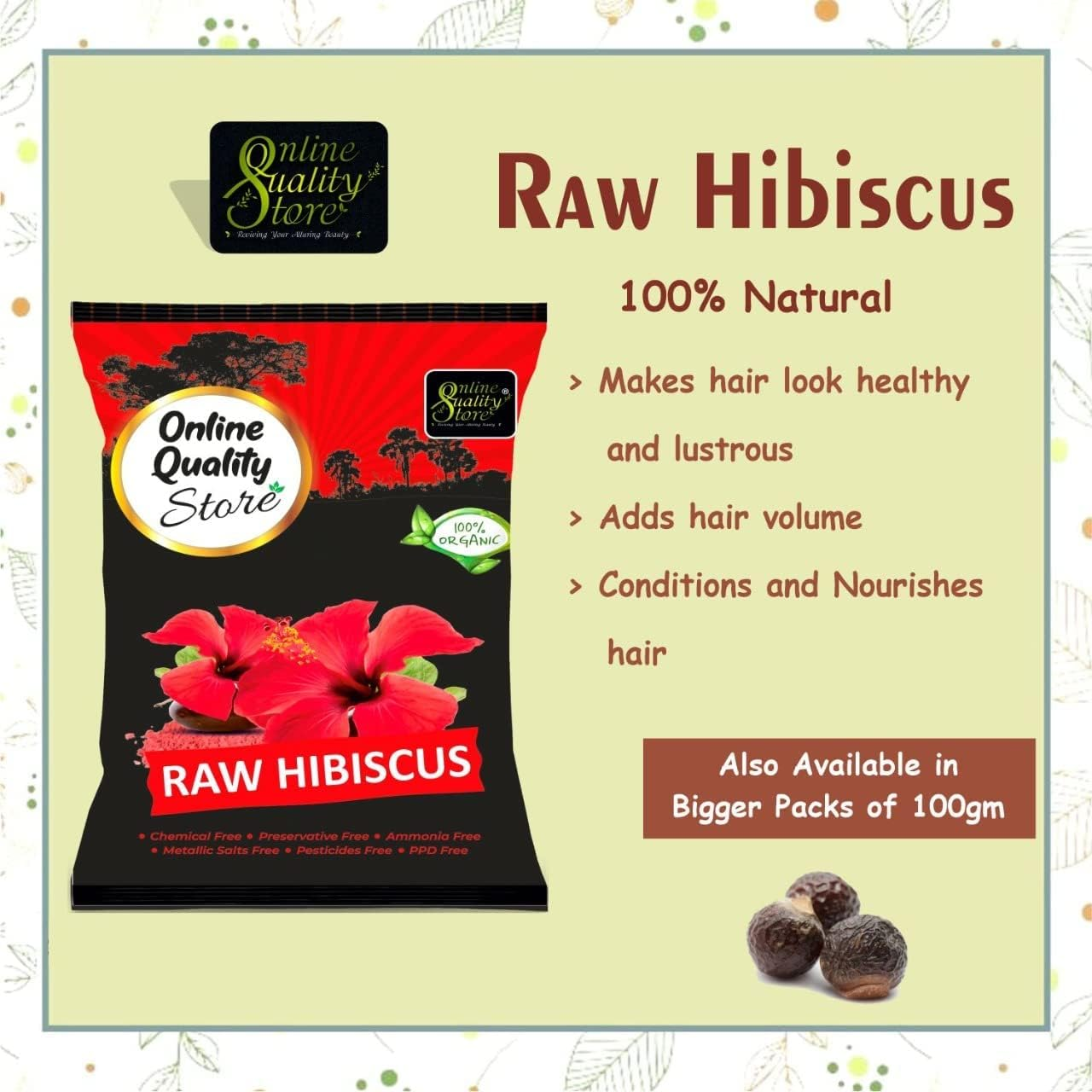 Online Quality Store Herbal Hair Shampoo and Hair Mask (Raw Form -Amla, Reetha, Shikakai, Bhringraj and Hibiscus) Combo Pack for Healthy Hair (Pack of 5)_1000G Hair Care Products image number 5