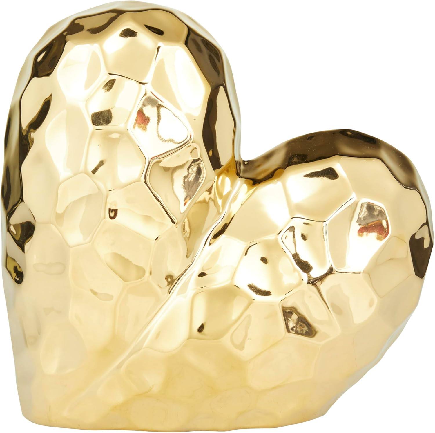 Deco 79 Porcelain Heart Sculpture, 8" X 3" X 8", Gold image number 1