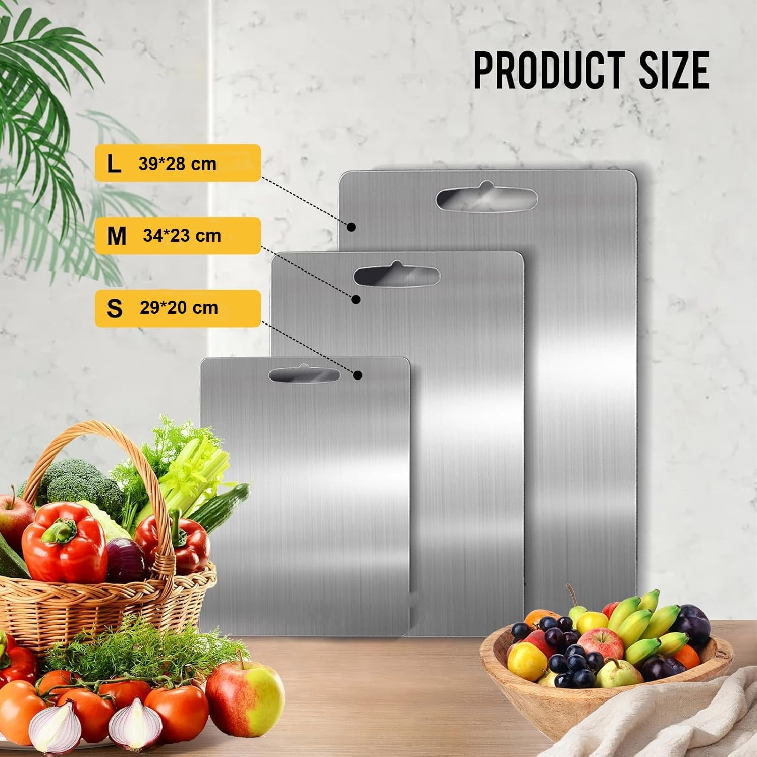 3Pcs Stainless Steel Cutting Boards for Kitchen, Stainless Steel Chopping Board, Durability, Dishwasher Safeperfect for Various Cooking Tasks (3Pcs in 1) image number 2