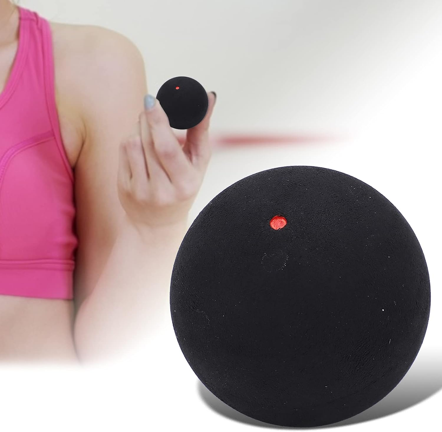 Single Dot Squash Balls, Rubber Material, 37Mm Diameter, 25G Weight, Soft Feel Low Vibration, Ideal for Beginners Intermediate, Suitable for Training & Practice, - Single Red Dot image number 3