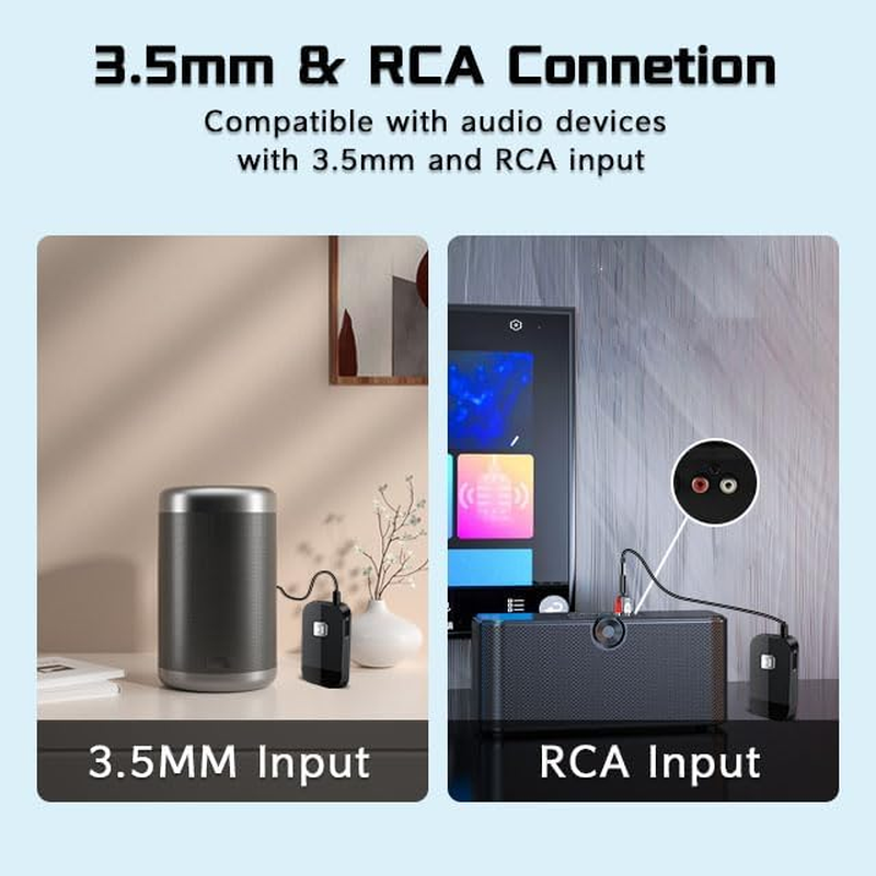 Idigmall Advanced Bluetooth 5.4 Receiver for Home Stereo, Wireless Audio Adapter for Wired Speaker Car Stereo Music Streaming with 3.5Mm RCA Jack, 20 Hours Playtime, Easy to Slide On/Off, Multi-Point image number 1