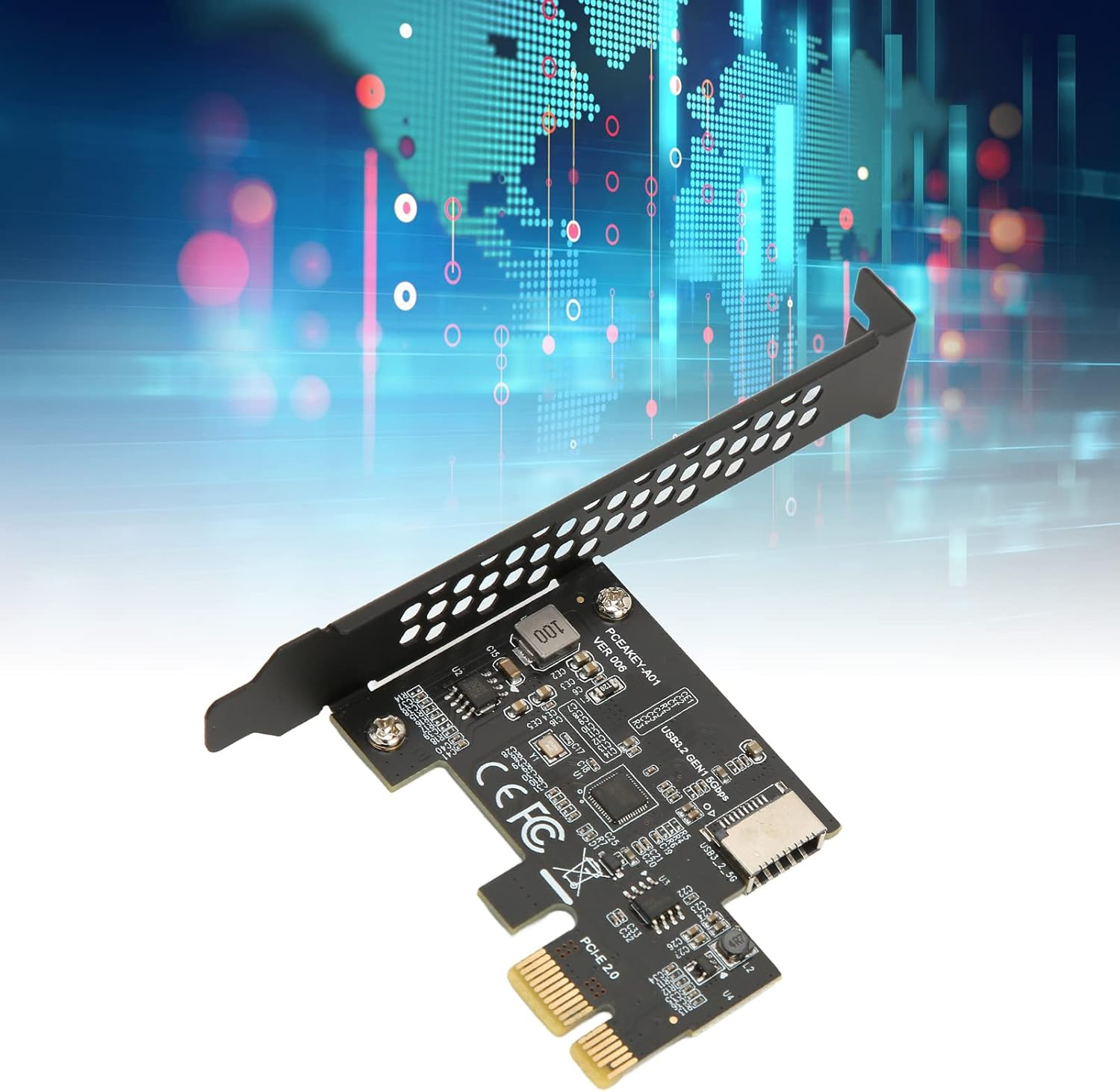 PCIE X1 to USB 3.2 Gen1 Type E Expansion Card, 5Gbps High Speed PCIE X1 to USB3.2 Gen1 Type E 20PIN Expansion Card for Desktop Front Type C, for WINXP 7/8/10/11 for Linux for OS image number 3