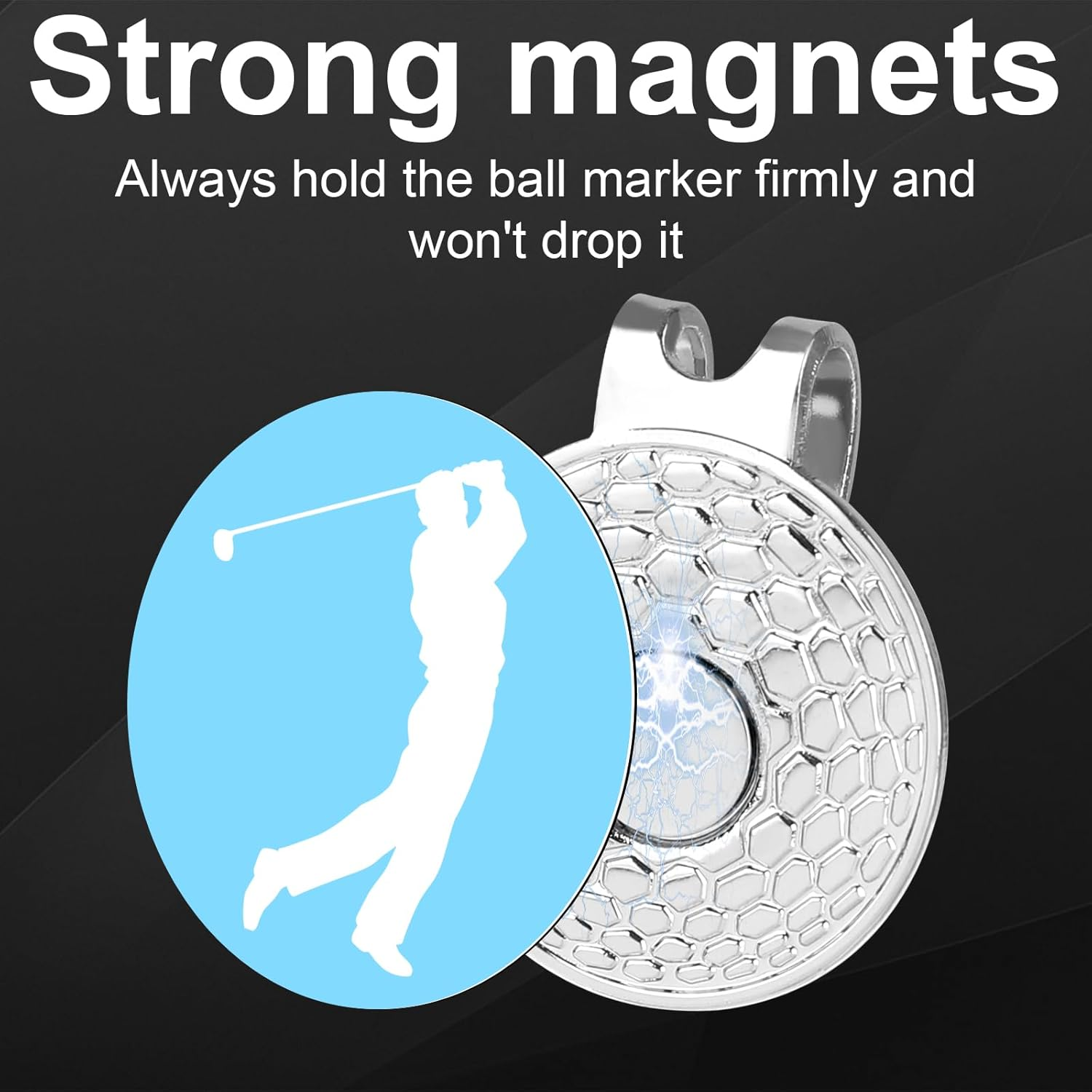 XIHIRCD 6Pcs Golf Hat Clip with Pattern, Strong Magnet Golf Ball Marker Magnetic Ball Marker Metal Holder for Golf Hats Caps Pants Gloves Belts Golf Accessories Women Men Gifts - Gold image number 3