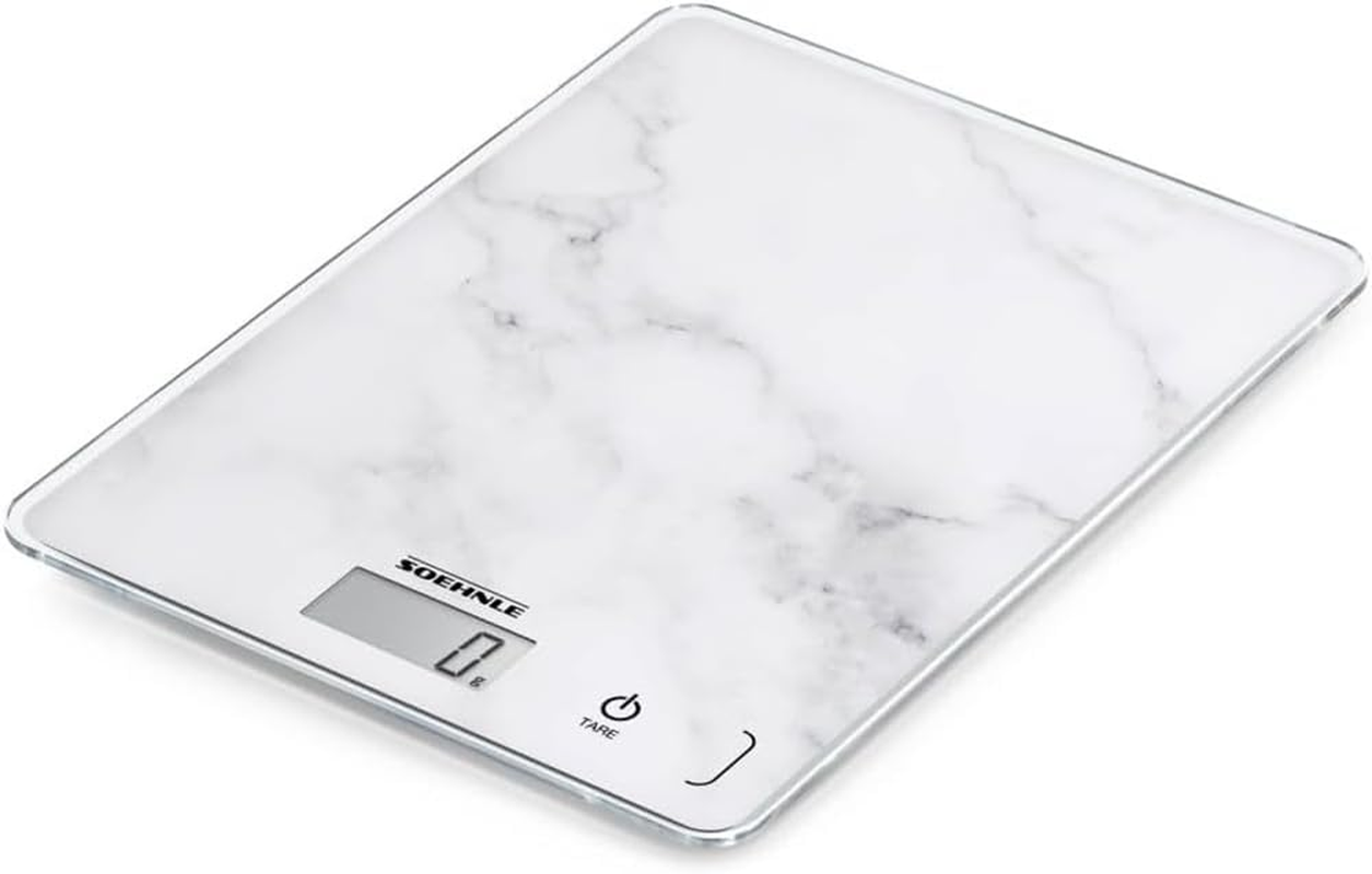 Soehnle Page Compact Marble Kitchen Scale &ndash; Digital Kitchen Scales with 5Kg Capacity and 1G Precision, Slim Food Weighing Scale with LCD Display, Tare Function and Smart Digital Scale Design image number 3