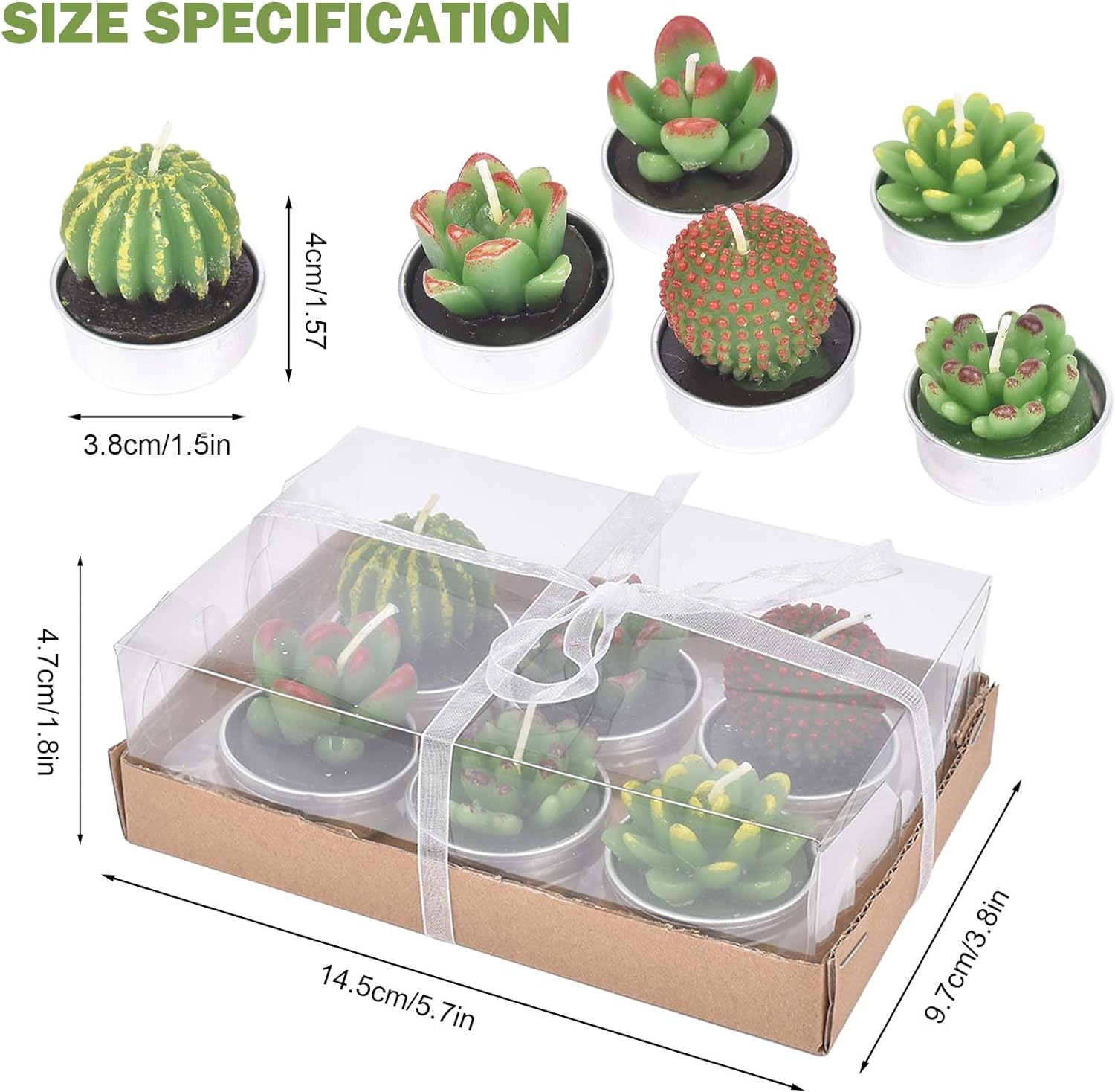 Succulents Candle Set, Small Succulents Aesthetic Candles, Fun Candles Cute Gifts for Women, Plant Lovers, Cactus Blossom Candle for Birthday Garden Theme Party Decorations image number 1