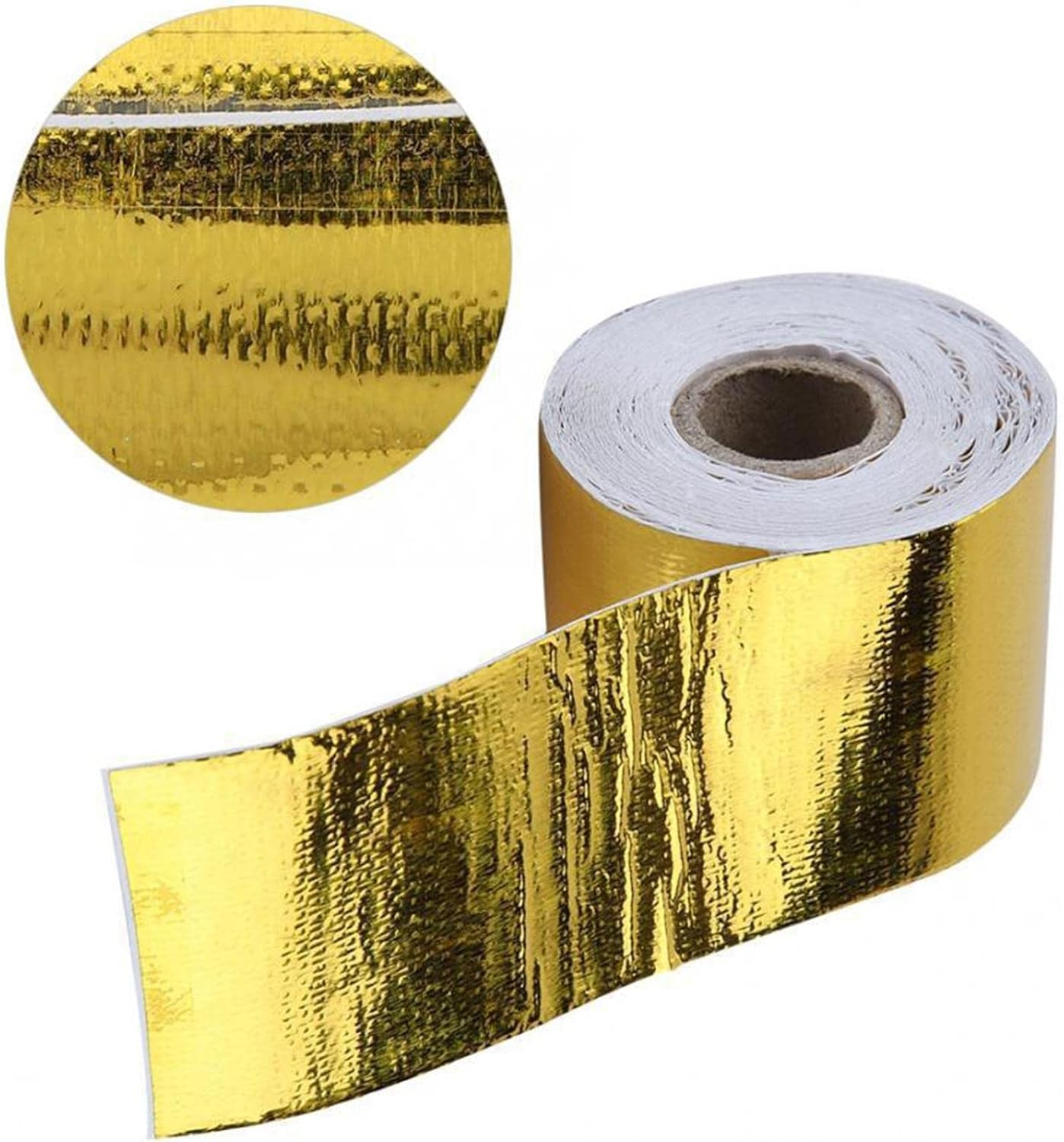 Gold Exhaust Heat Wrap,Aluminum Foil Auto Heat Wrap Roll | Easy to Use Adhesive Backed Heat Resistant Tape for Auto Dobooo image number 2
