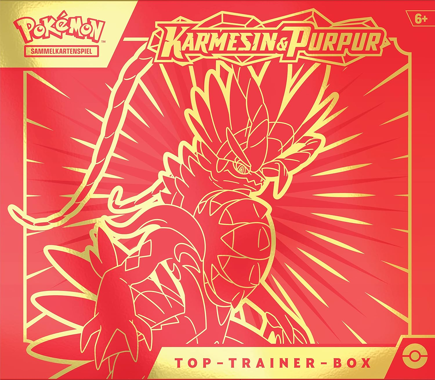 Pok&eacute;mon - Trading Card Game: Top Trainer Box Crimson & Purple (Koraidon) (9 Booster Packs & Premium Accessories) - Coraidon image number 6