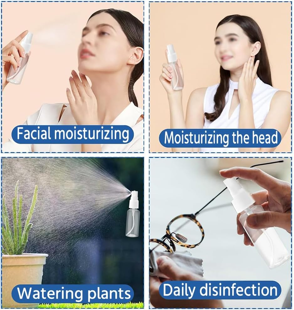 5Pack Clear Spray Bottles 20Ml Empty Fine Mist Portable Mini Travel Set, for Essential Oils Small Refillable Liquid Cosmetic Containers