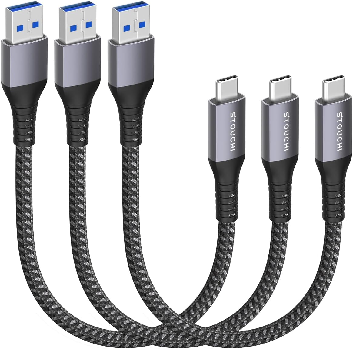 STOUCHI USB C Cable 0.3M Short 10Gbps USB 3.1 Gen 2 USB to USB C Cable for Android Auto/Carplay, Fast Charging Type C Data Transfer Cord for Iphone 16 Pro Max 15 plus Samsung Galaxy S24 S23 2Pack