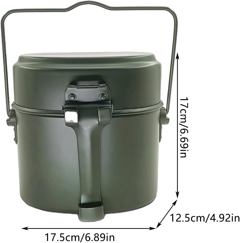 AIMALL German Style Folding Aluminium Mess Tin 6.89In Military Lunch Box Outdoor Camping Hiking Pot Multi-Functional Portable Cookware with Handle image number 4