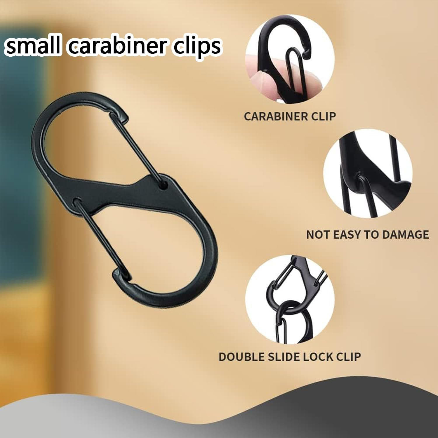 15 PCS Small Carabiner Clips, Carabiner Keyring Clip and S Ring Locking Carabiner,For Double Clip Hook for Outdoor Hiking Fishing Camping image number 2
