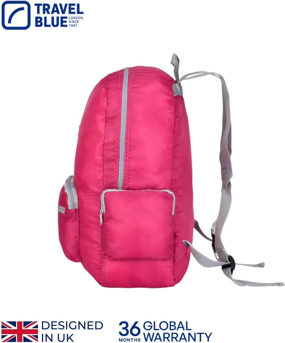 Travel Blue Foldable Backpack - Lightweight 11L and 20L Compact Polyester Rucksack with Padded Straps, Main Compartment and Side Pocket