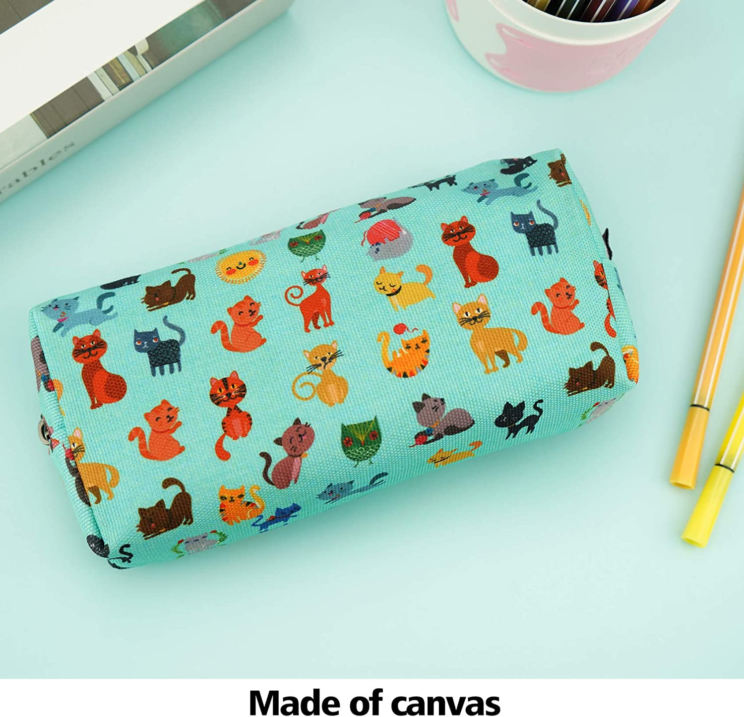 Lparkin Cute Cat Pencil Case Pouch Make up Case Stationary Kawaii Pencil Box Teacher Gift Gadget Bag Cosmetic Bag image number 2
