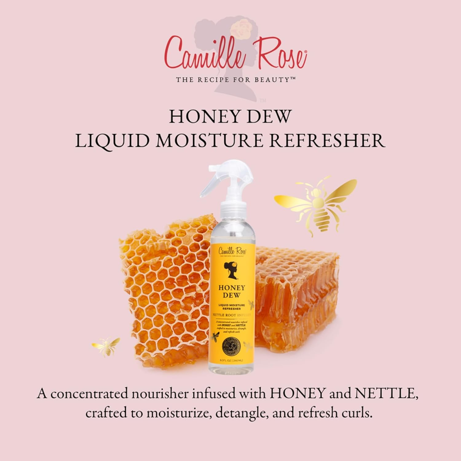 Camille Rose Honey Dew Liquid Moisture Refresher for a Daily Curl Refresh and Soft, Silky Hair | with Honey and Nettle Root image number 3