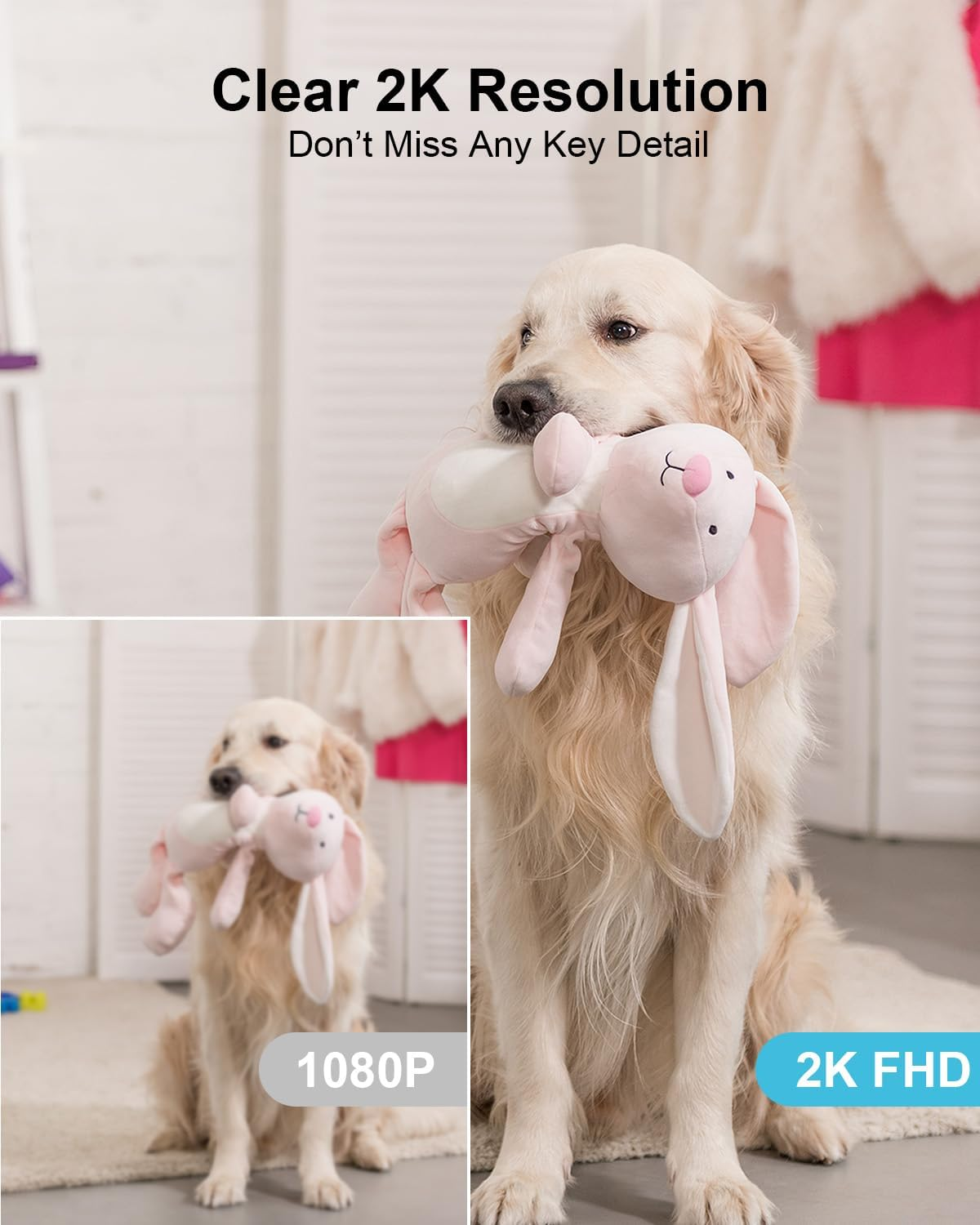 GENBOLT 2K Wifi Indoor House Security Camera Wireless, Pan Tilt Pet Camera Surveillance with 5000Mah Battery Powered, IP Camera CCTV Nanny Dog Cam Baby Monitor with PIR Detection image number 3