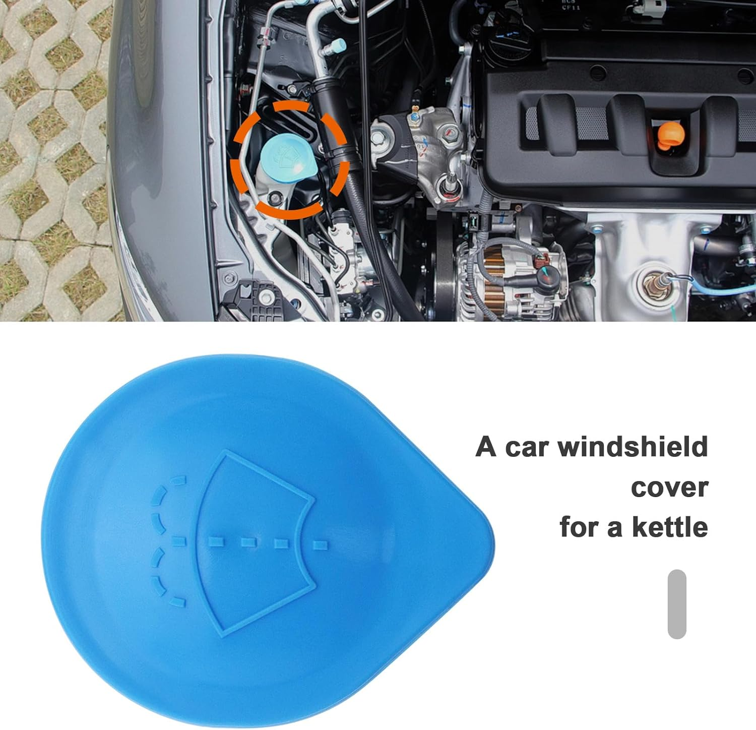 Emsea 1X Wiper Wash Reservoir Cap Windshield Reservoir Plastic Cover Bottle Cap Gasket 76802-TV0-01 Compatible with Honda Civic 2006-2011, Blue image number 4