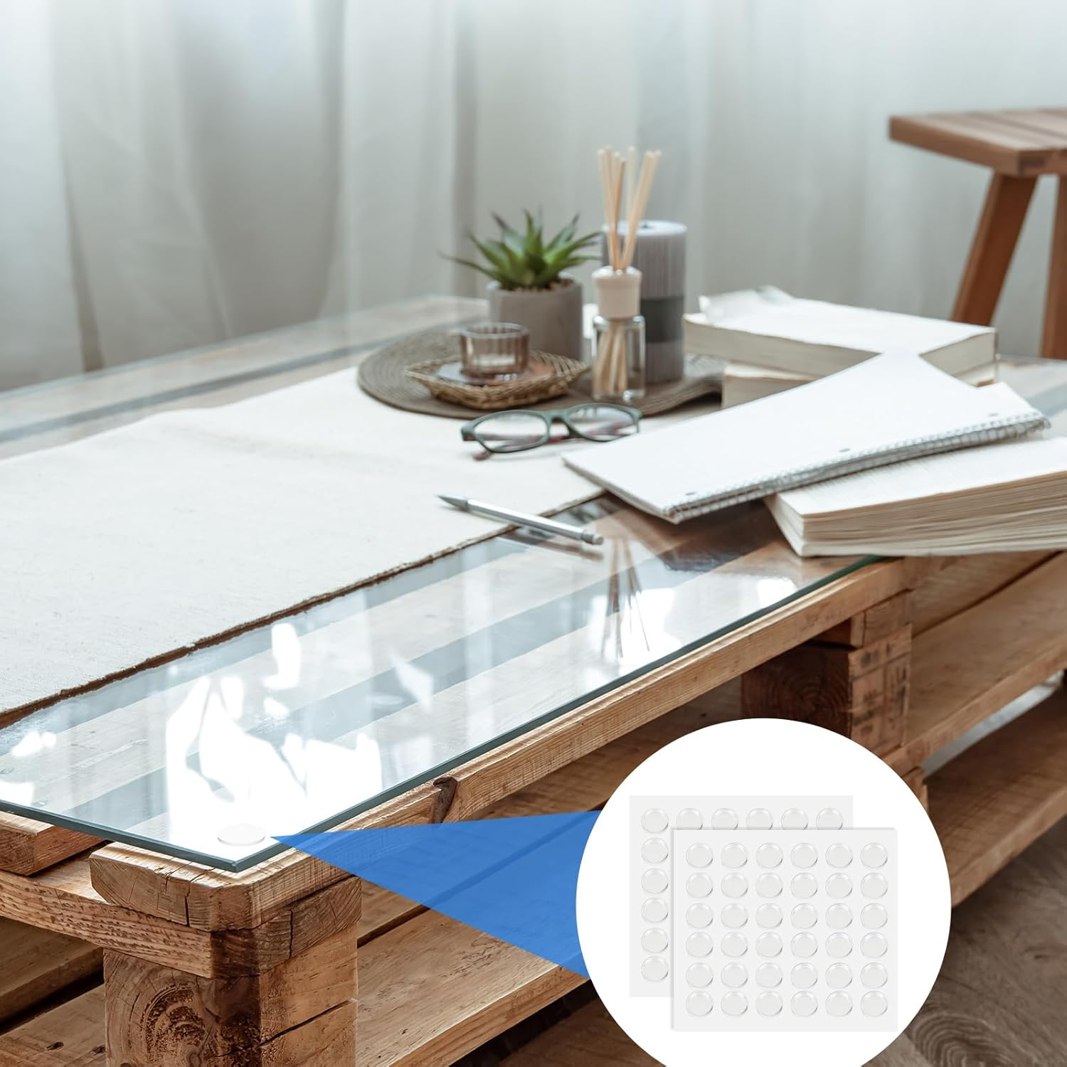72Pcs Glass Table Top anti Slip Pads Bumpers 15 * 2Mm Clear Silicone Bumper Pads Rubber Cabinet Bumpers Dots for under Glasses Non Slip Furniture Pad Self Adhesive image number 6
