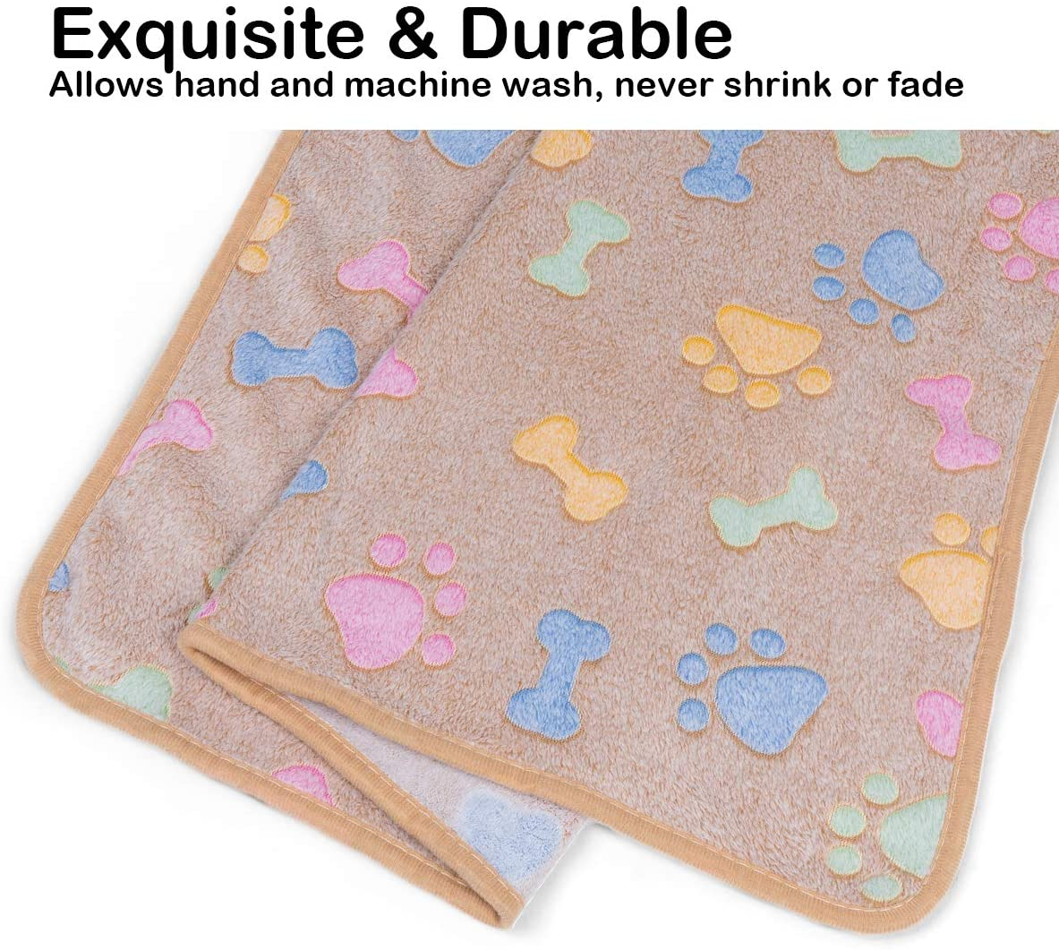 Dono 1 Pack 3 Blankets Soft Fluffy Cute Bone Pattern Fleece Pet Blanket Warm Sleep Mat Cute Print Design Puppy Kitten Blanket Doggy Mat Paw Print for Dog Cat Kitten Doggy and Animals image number 1