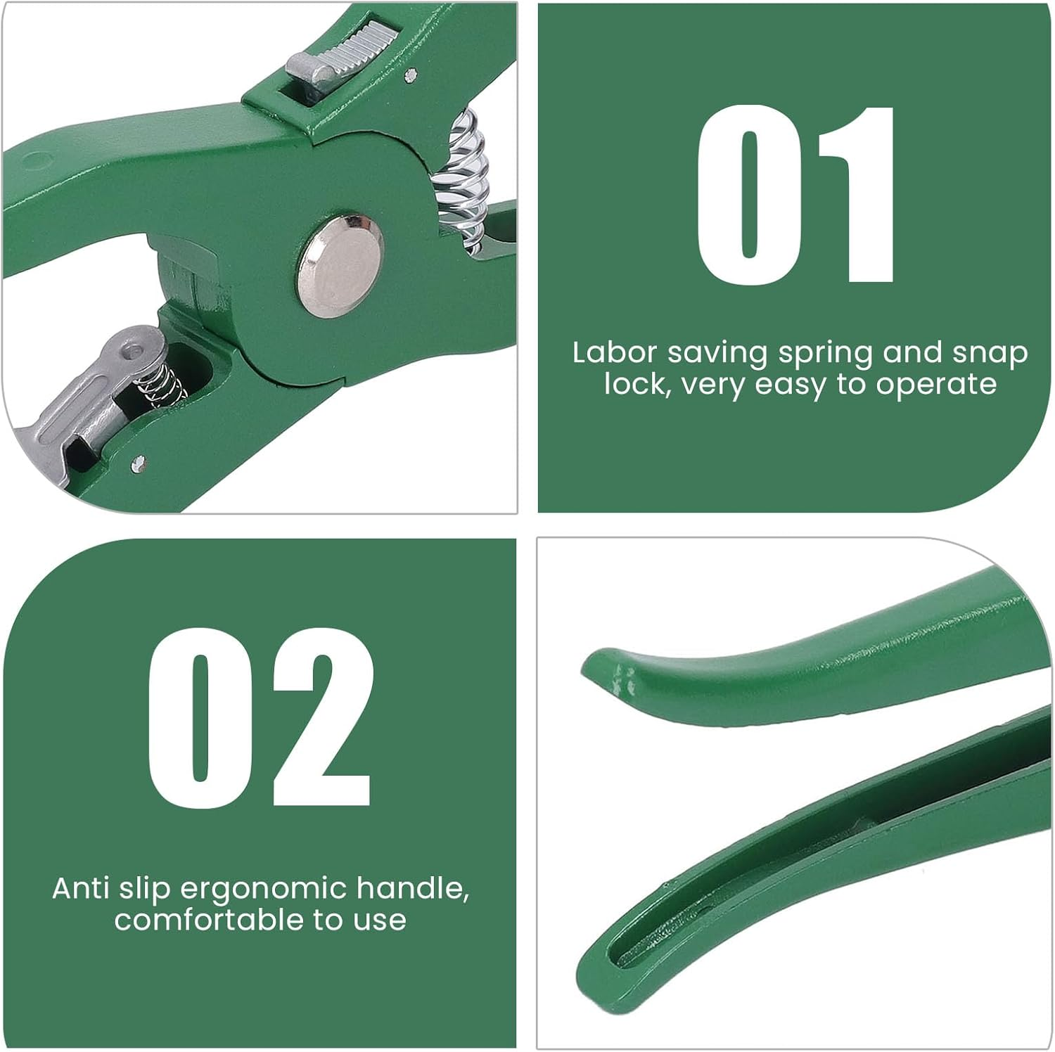 Livestock Ear Tag Applicator Green, Cattle Ear Tagger Vertical Insertion, Automatic Rebound, Ear Tag Animal Tool for Cows Goats Sheep Pigs Animal Identification Earring Tagger image number 2