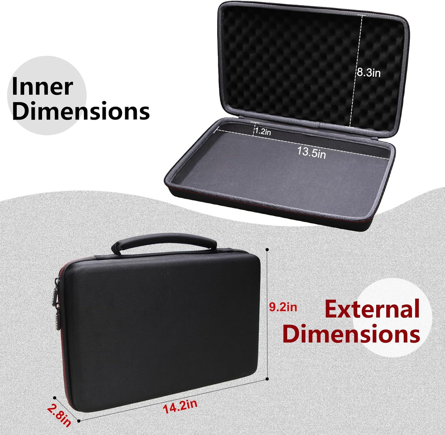 LTGEM EVA Storage Case for Numark Party Mix II or Numark Party Mix - DJ Controller or Native Instruments Maschine Mikro Mk3 Drum Controller (Outer Black+Inner Grey) image number 3
