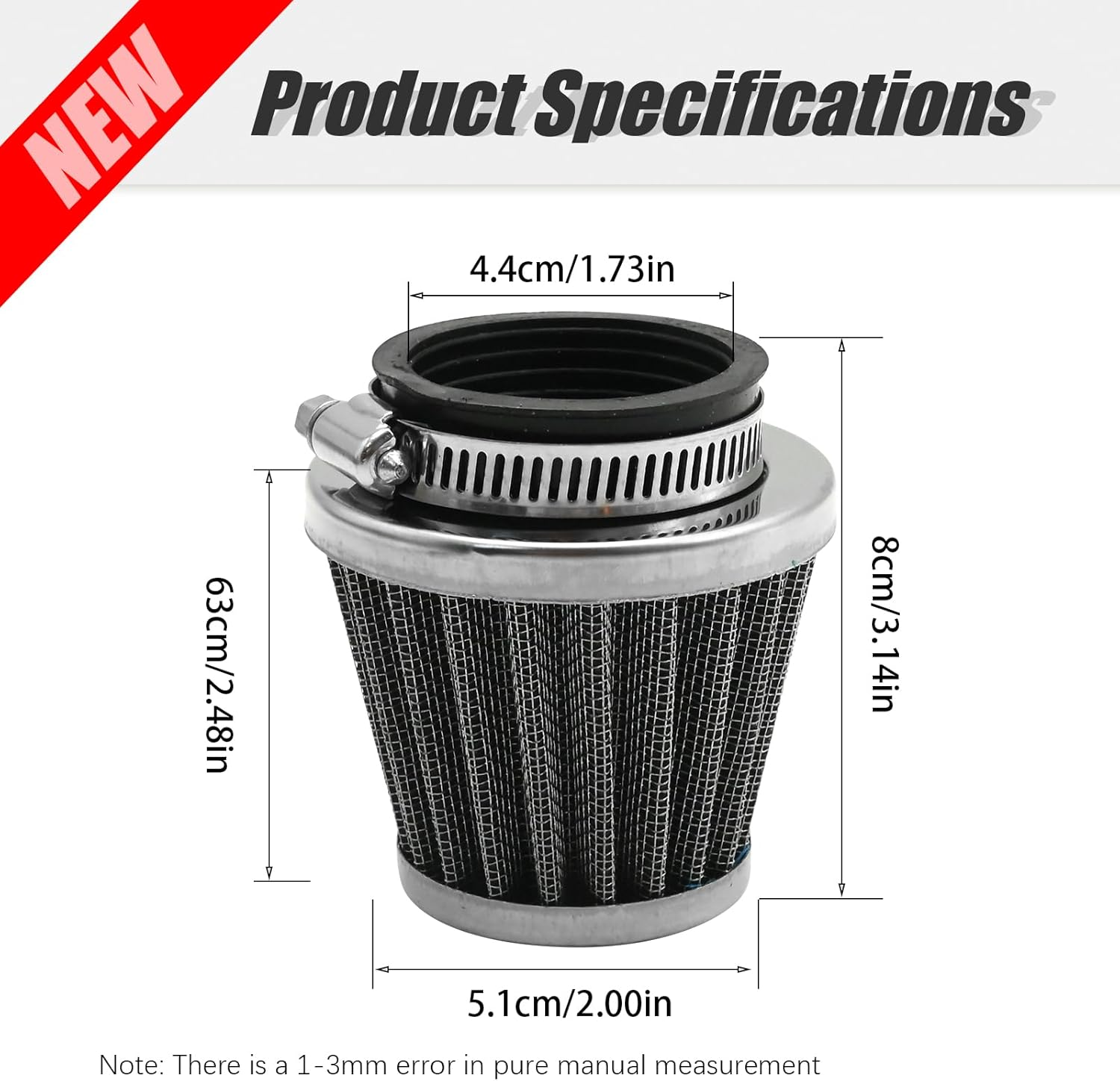 42Mm 43Mm 44Mm Air Filter Carburetor Cleaner, Replacement for 125Cc 150Cc 200Cc 250Cc DIRT ATV QUAD PITPRO BIKE Black image number 6