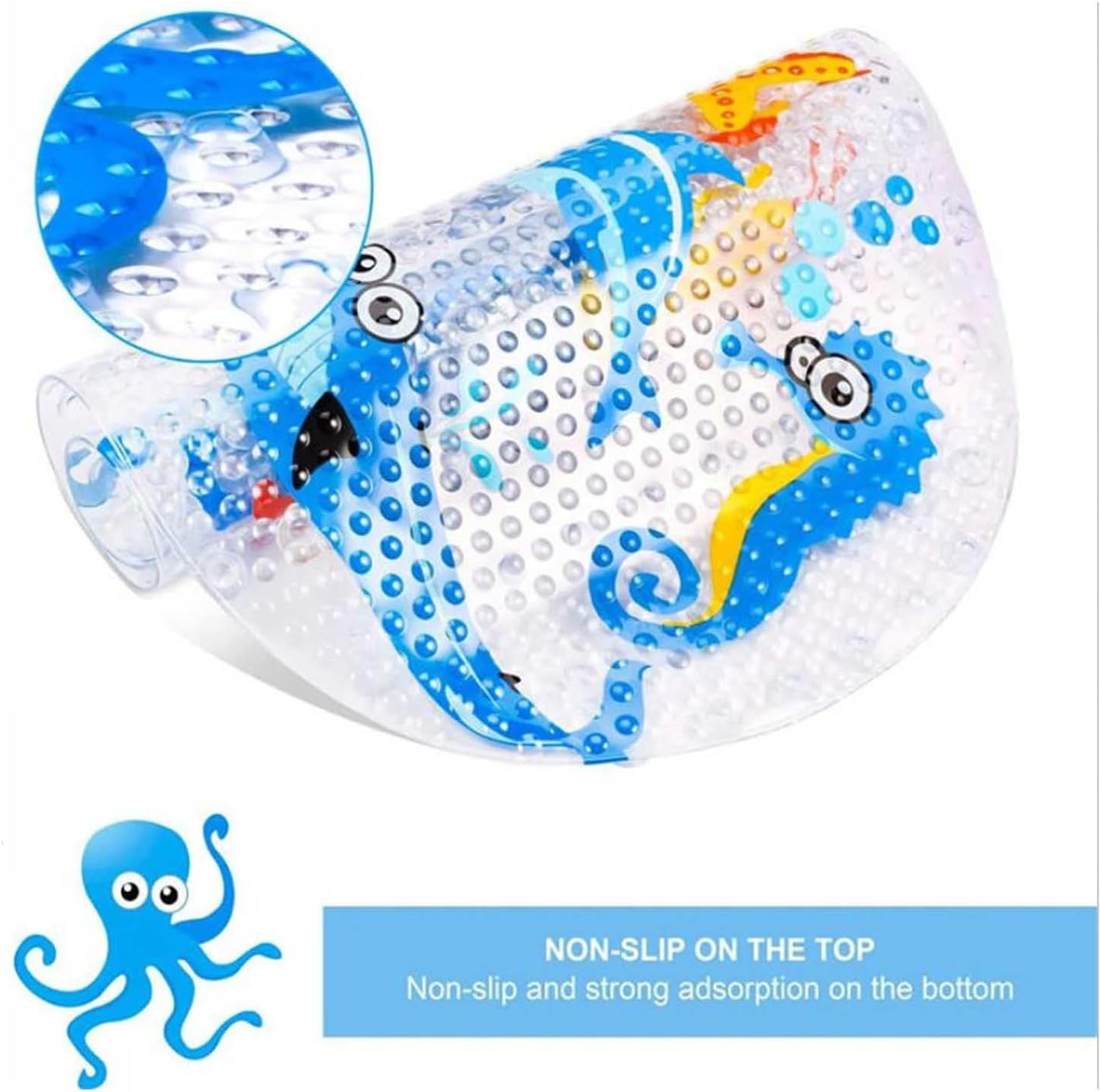 QYINXIU Cartoon Baby Bath Mat for Kids, Bathtub Mat Non Slip, Bath Tub Shower Mat anti Slip with Drain Holes and Suction Cups Machine Washable, 27.2 X 15 Inch image number 6