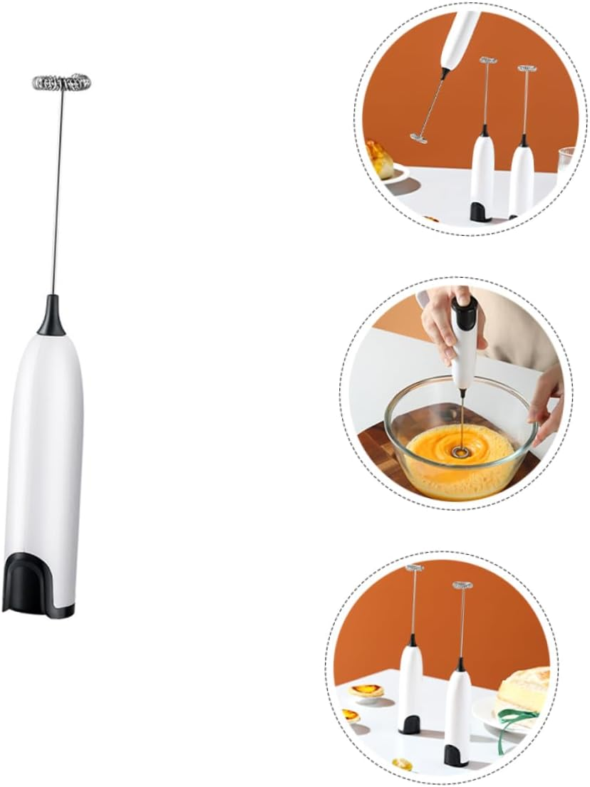 Sosoport Electric Handheld Egg Mixer and Mini Hand Whisk for Baking, White Portable Kitchen Frother Wand with One Beater, Small Milk Frother Suitable for Home and Restaurant Use, Battery Not Included image number 1