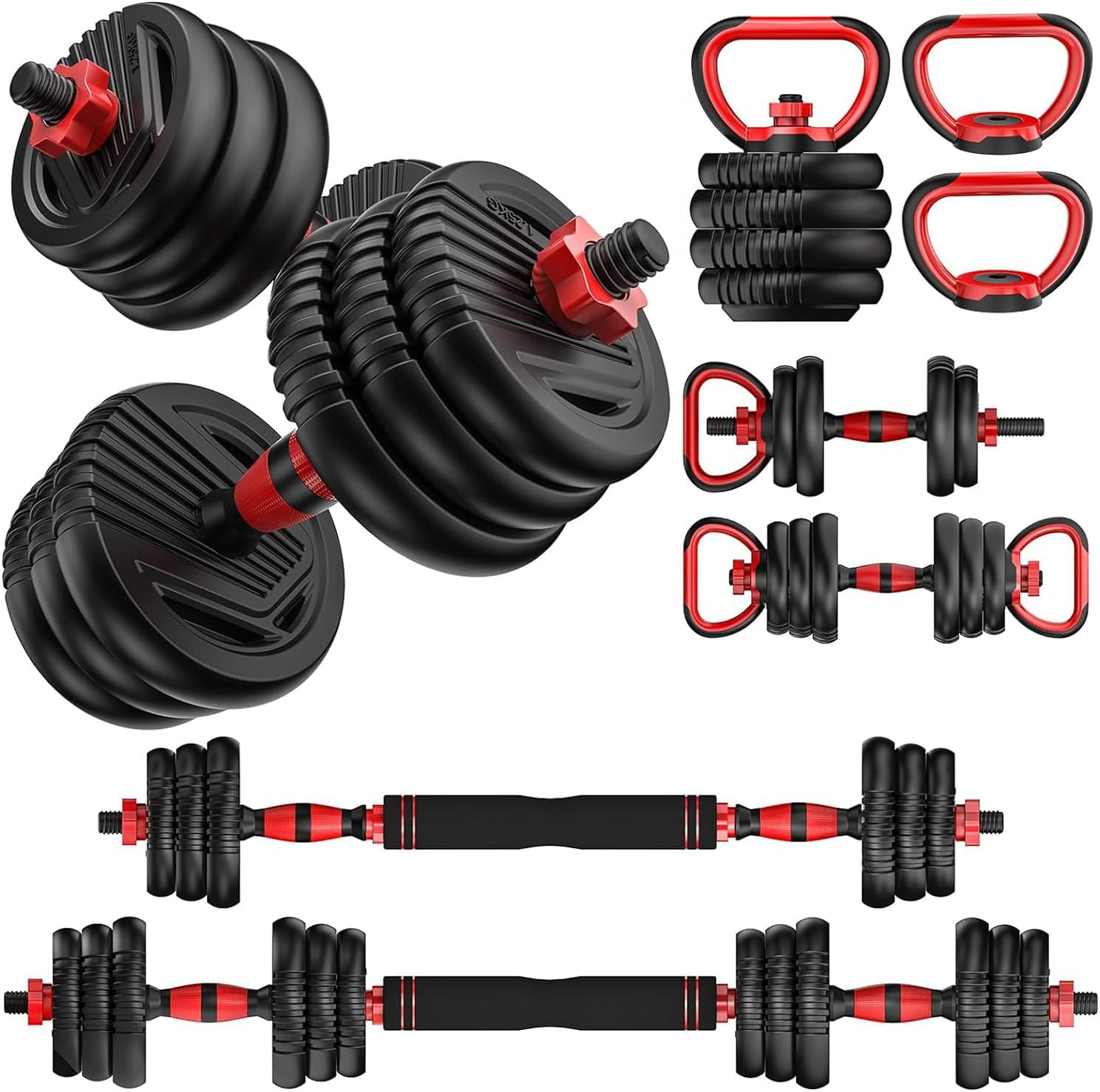 Yildue Adjustable Dumbbells Set,Free Weights Set with Connector,4 in 1 Dumbbells Sets Used as Barbell/Kettle Bells/Push up Stand,Fitness Exercises for Gym Equipment Home Workout for Women/Men image number 6