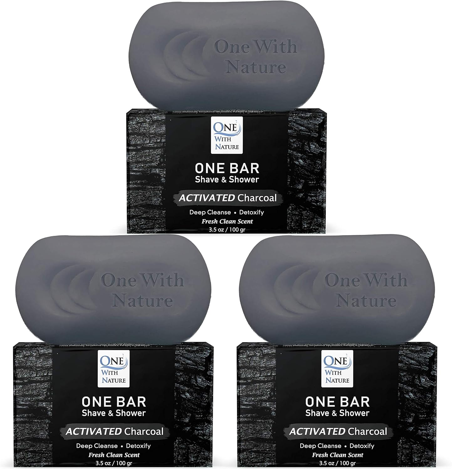ONE Bar Activated Charcoal 3 Pack - Shave, Shower, Shampoo, Face, Beard, Body, Hair/Scalp, Superfat &ldquo;Oil&rdquo; Infused: Avocado, Mango, Olive, Coconut, Argan, Moisturizing and Nourishing Oil. image number 4