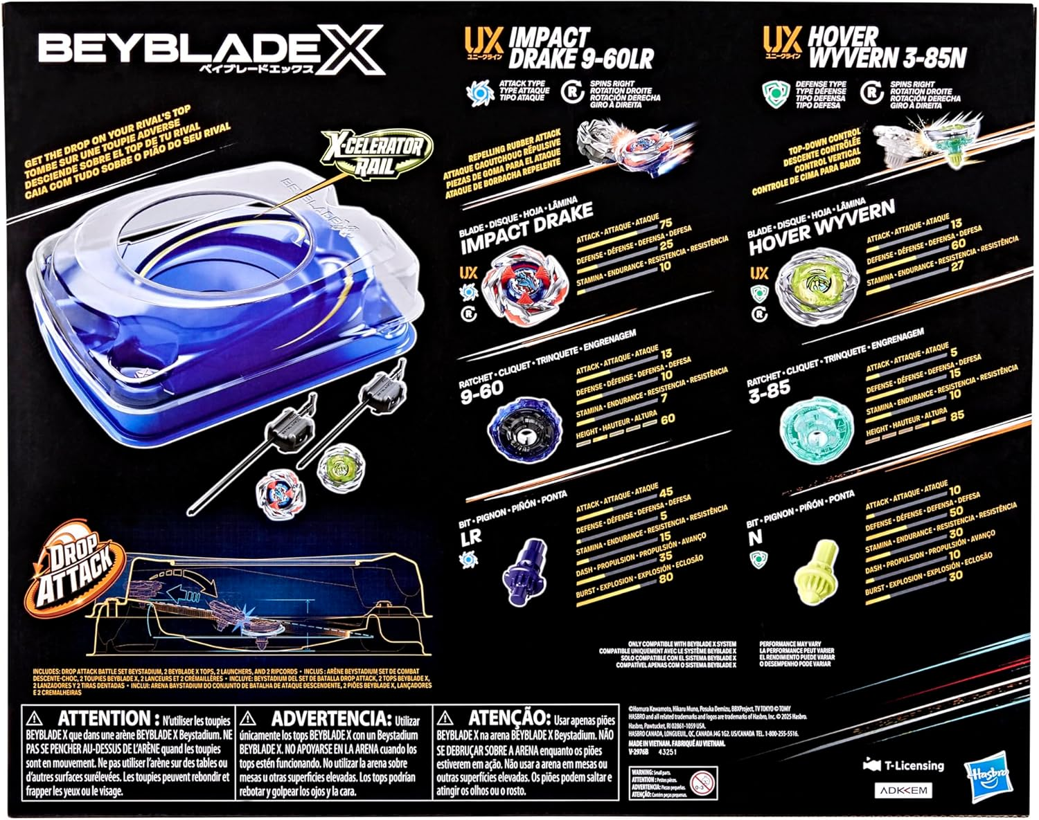 Beyblade X Drop Attack Battle Set with Beystadium Arena, 2 Right-Spinning Takara Tomy Tops, 2 Launchers, Battling Tops Game Toys, Ages 8+ image number 5