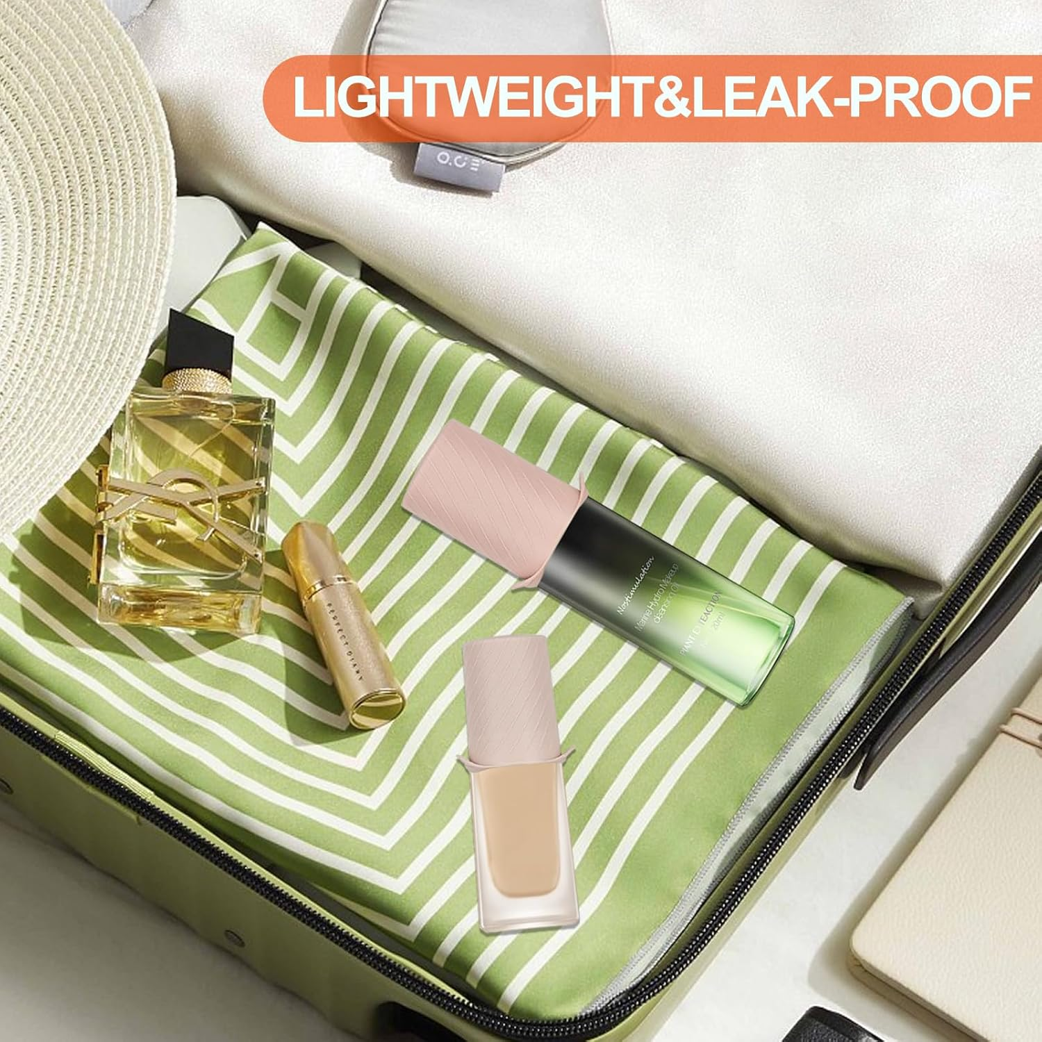 Silicone Bottle Covers, 8 Pack - Cruise Ship Essentials by H HOME-MART, Travel Accessories for Women & Men, Leak-Proof, Fits Most Travel Size Toiletry Bottles image number 1