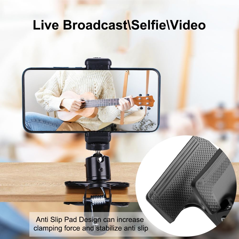 Clamp Holder Clamp Tripod with 1/4 Inch Ball Head, Camera Holder, 360 Degree Camera Flash Holder, Metal Tripod Clamp, Clamp Tripod Flash Rail Mounting Adapter, Clamp Tripod Flash Rail with Mobile image number 4