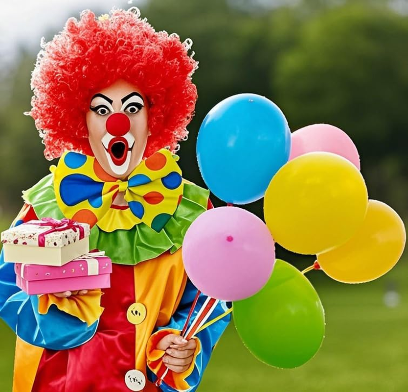 Clown Costume Set Nose Bow Tie White Gloves Rainbow Wig Accessories for Clown Parties Pretend Play Carnivals Women Men Adults image number 4